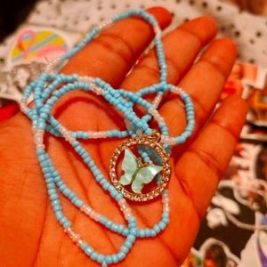 Baby blue hope bead necklace